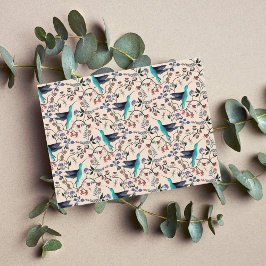 Cartão Postal Beija-flor e Libélula Estilo William Morris
