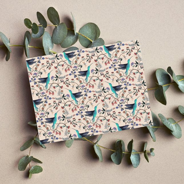 Cartão Postal Beija-flor e Libélula Estilo William Morris (Criador carregado)
