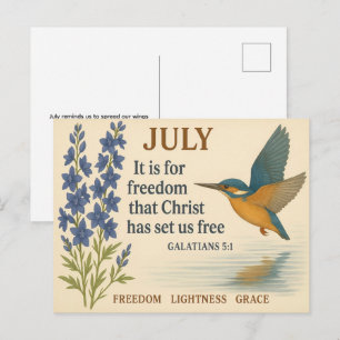 Cartão Postal Beija-flor Inspirador da Liberdade de Julho 