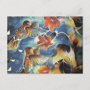 Cartão Postal Beija-flores e Flores Luminosos