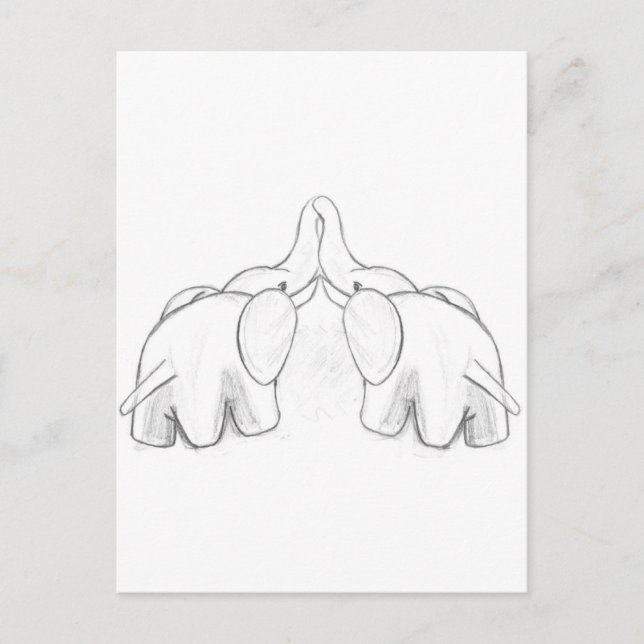 Cartão Postal Beijando Elefantes (Frente)