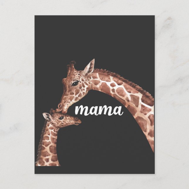 Cartão Postal Beijando Girafa Mamã e Filho Bond (Frente)