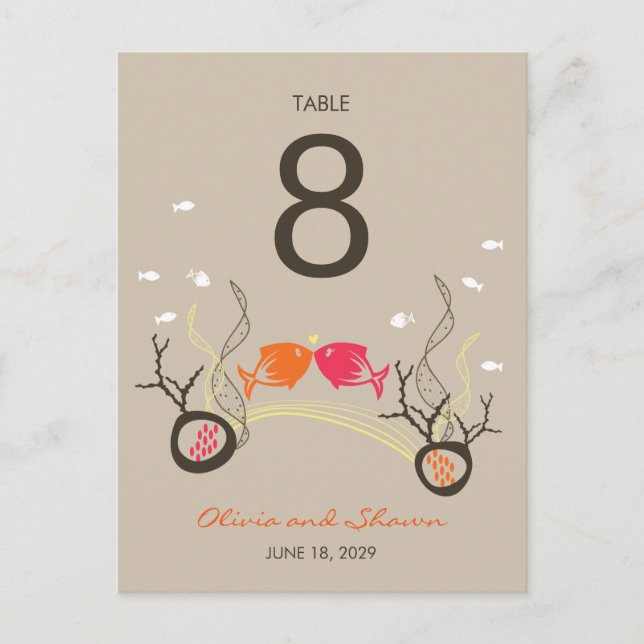 Cartão Postal Beijar Fishes Corais Praia Casamento Cogado (Frente)