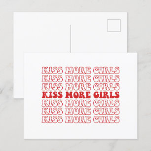 Cartão Postal Beije Mais Garotas Mês do Orgulho Lésbico Bissexua