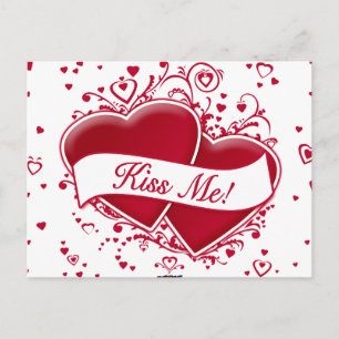 Cartão Postal Beije-me! Corações Vermelhos