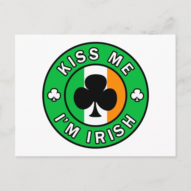 Cartão Postal Beije-me, sou irlandês (Frente)