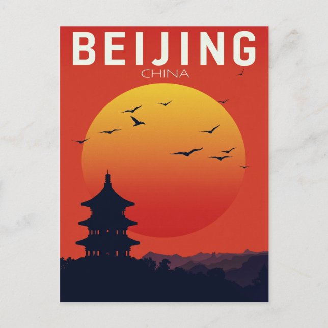 Cartão Postal Beijing China Temple Sunset (Frente)