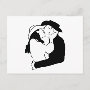 Cartão Postal Beijo de Casamento de Cowboy