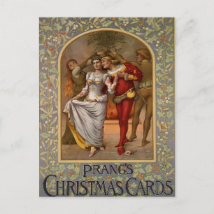 Cartão Postal Beijo de Musgo de Natal Vintage da Prang