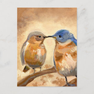 Cartão Postal Beijo de pássaro azul
