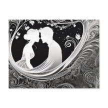 Beijo de Silhueta Preto e Branco no Momento do Ten