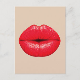 CARTÃO POSTAL BEIJO LÁBIOS VERMELHOS KISS