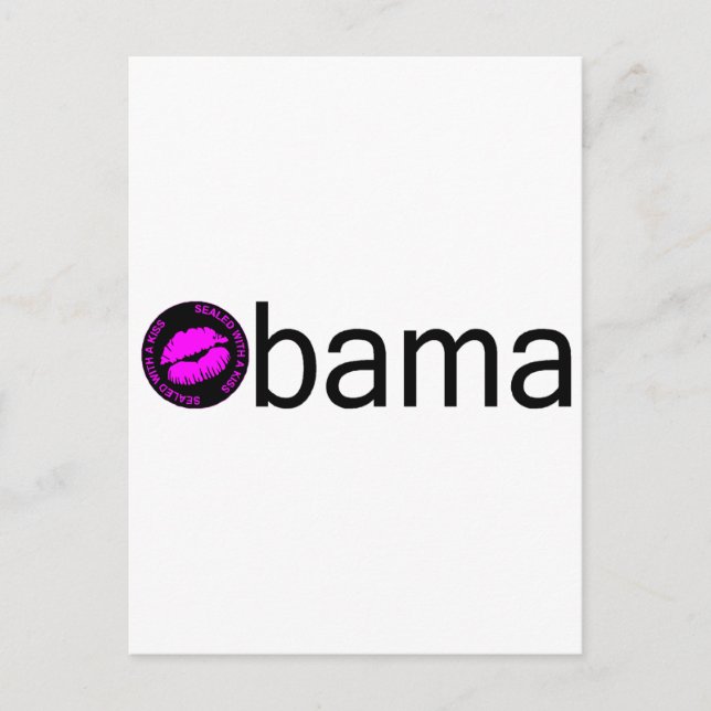 Cartão Postal Beijo Obama-Preto) (Frente)