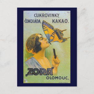 Cartão Postal Beijo Por Um Anúncio De Chocolate De Borboleta Vin