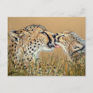 Cartão Postal Beijo Terno Guepardo Bebê & Mamãe