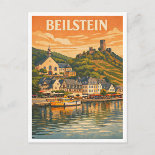 Cartão Postal Beilstein Alemanha Paisagem Arte de Viagem Vintage
