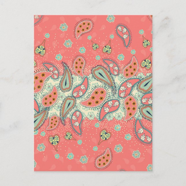 Cartão Postal Beira de Boho Paisley (Frente)