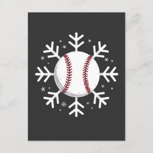 Cartão Postal Beisebol de Natal Floco de neve Esporte Rebatida h