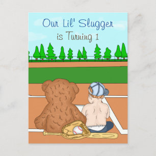 Cartão Postal Beisebol do Rapaz Pensou no Primeiro Aniversário