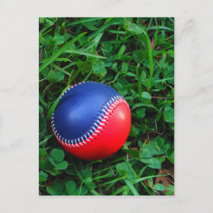 Cartão Postal Beisebol Vermelho e Azul com Pintura Branca