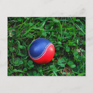 Cartão Postal Beisebol Vermelho e Azul com Pintura Branca