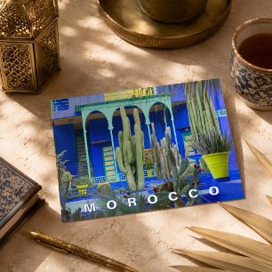 Cartão Postal Bela Arquitetura do Jardim Majorelle de Marrakesh