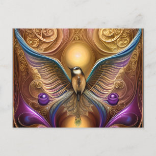 Cartão Postal Bela Arte Caprichosa Aves Steampunk