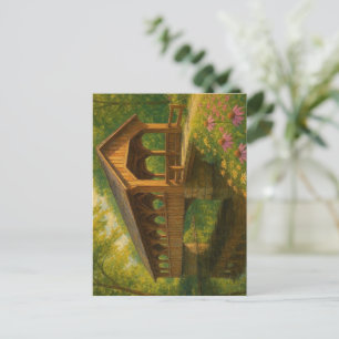 Cartão Postal Bela arte de ponte coberta de verão