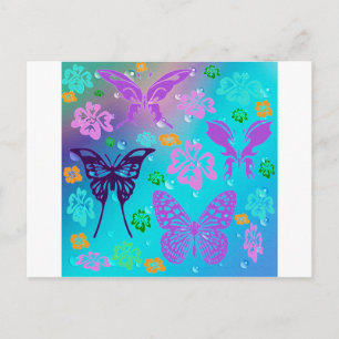 Cartão Postal Bela Borboleta Aloha Hawaiian Blossom Casamento