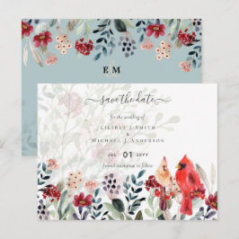 Cartão Postal Bela CARDINAL VERMELHA Casamento dos Pássaros