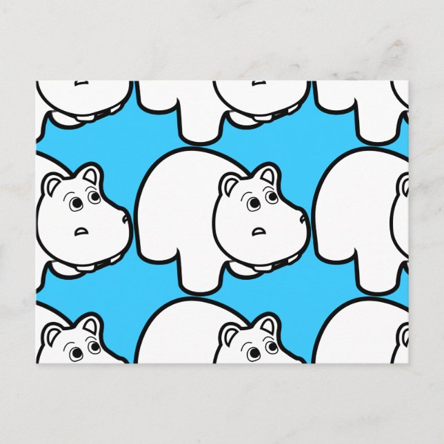 Cartão Postal Bela Cartoon Hippo (Frente)