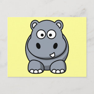 Cartão Postal Bela Cartoon Hippo
