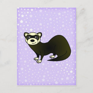 Cartão Postal Bela Cartoon Sable Ferret Estrela Púrpura