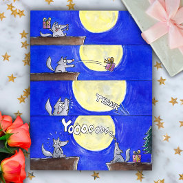 Cartão Postal Bela Cartoon Wolf Comic Obrigado postal