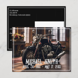 Cartão Postal Bela Celebração de Vida de Motocicleta