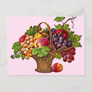 Cartão Postal bela cesta de fruta vitoriana