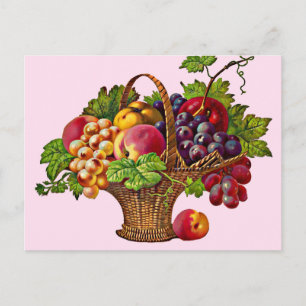 Cartão Postal bela cesta de fruta vitoriana