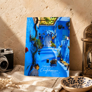 Cartão Postal Bela Chefchaouen Azul Marrocos Ruas da Medina
