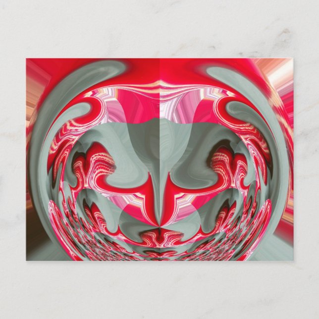 Cartão Postal bela cinza de cinzas vermelhas motif geométrico AR (Frente)