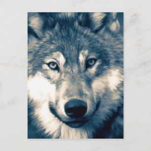 Cartão Postal Bela Cinza Wolf Woodland Animal