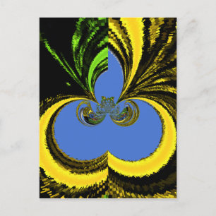 Cartão Postal Bela e Adorável Arte Sul-Africana Amarela e Azul