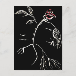 Cartão Postal Bela e Rosa da Besta