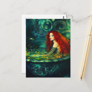 Cartão Postal Bela FantasiaMulher de Cabelo Vermelho numa Banhei