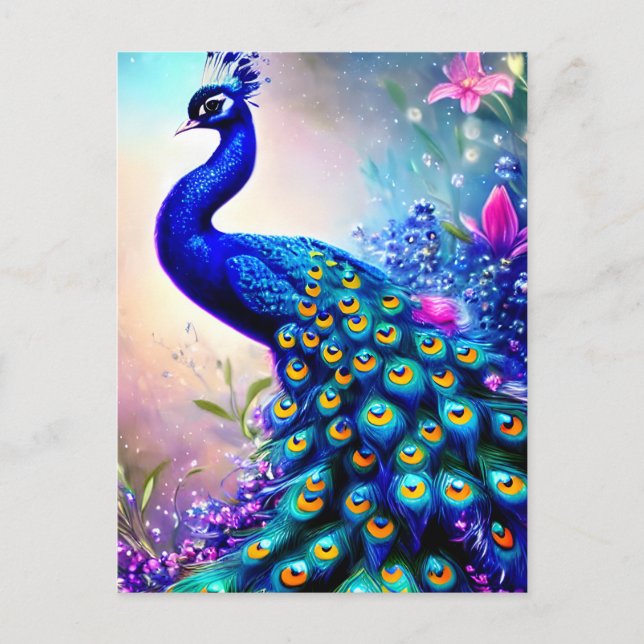 Cartão Postal Bela Fantasy Peacock (Frente)