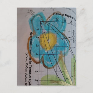 Cartão Postal Bela Flor Azul em Página de Livro Didático Antigo
