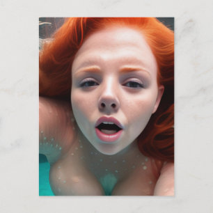 Cartão Postal Bela Fotografia de Mulher de Cabelo Vermelho Subaq