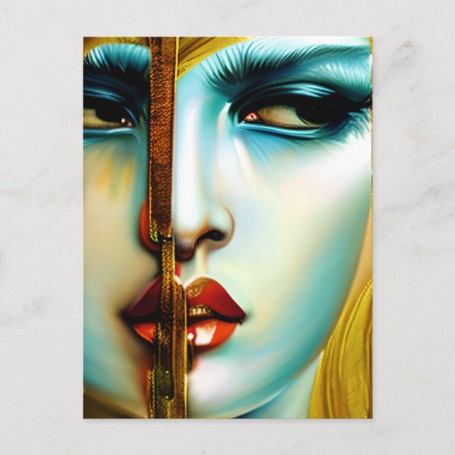 Cartão Postal Bela Mística Deusa Dourada   (Frente)