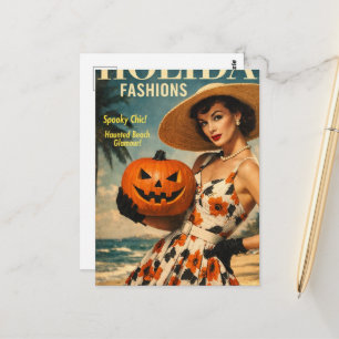 Cartão Postal Bela Modelo de Moda Summerween