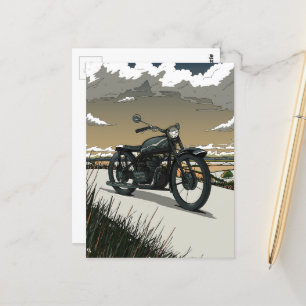 Cartão Postal Bela Moto Antiga Vintage