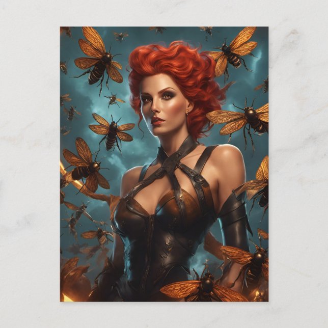 Cartão Postal Bela Mulher Deusa Abelha (Frente)